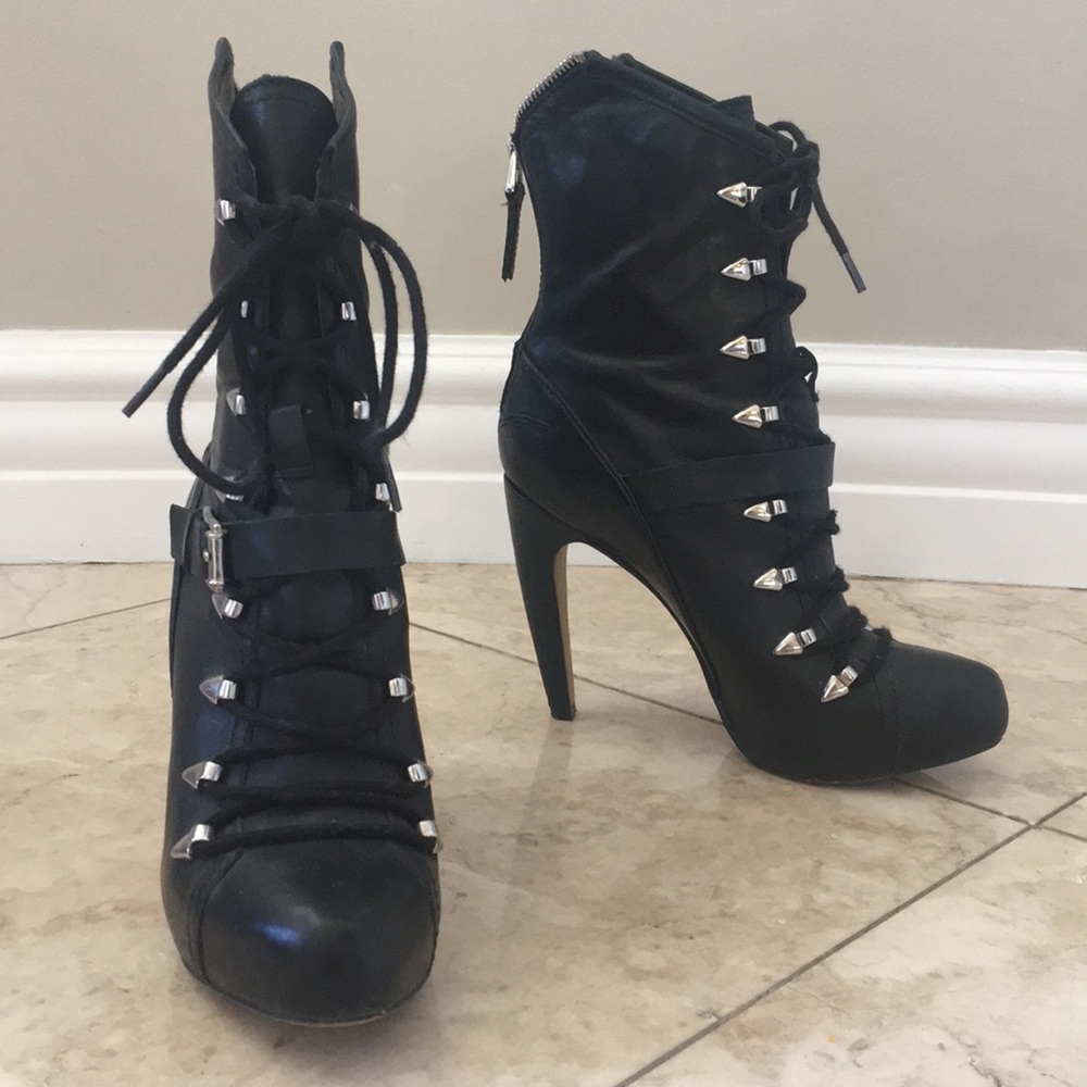 Sam Edelman Black lace up heeled booties